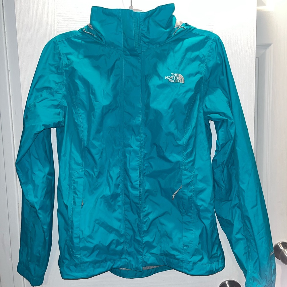 The North Face HyVent Teal Waterproof Hooded Rain Jacket